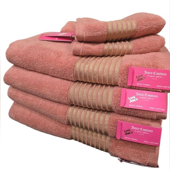Juicy Couture Home Striped Oversized Plush Bath & Hand Towel Set - Picture 4 of 8